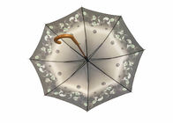 8 Comités van de de Paraplu Uv Beschermende Pongézijde van de Polyester het Houten Stok Bloemenontwerp leverancier