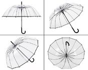 Snak Flexibiliteit Met hoge weerstand van de Handvat de Duidelijke Koepelvormige Paraplu Wind leverancier