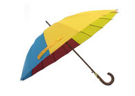 Dubbel van het de Paraplumetaal van de Luifel Houten Stok het Kader Houten Uiteinden Aangepast Embleem leverancier